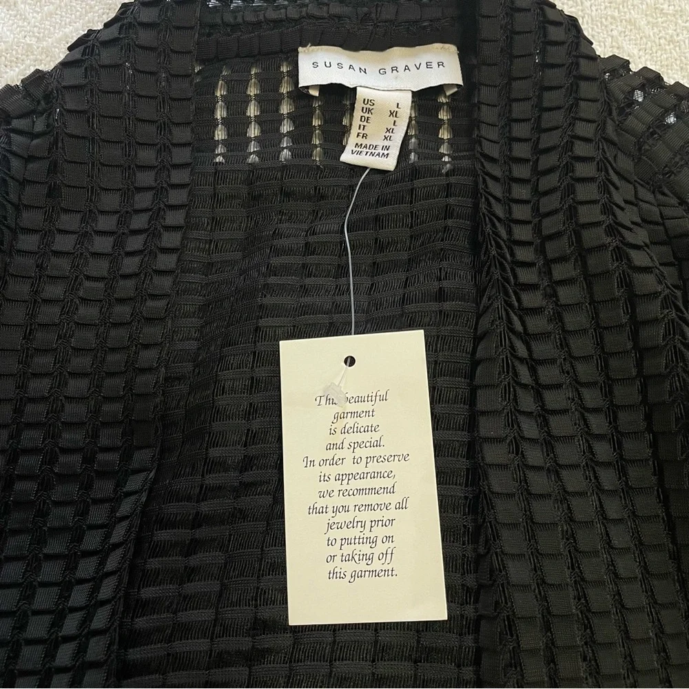 Susan Graver Black Open Knit Kimono- Size Large NWT‎ A little something extra.